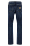 used-effect stonewashed cotton denim jeans