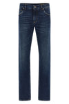 used-effect stonewashed cotton denim jeans