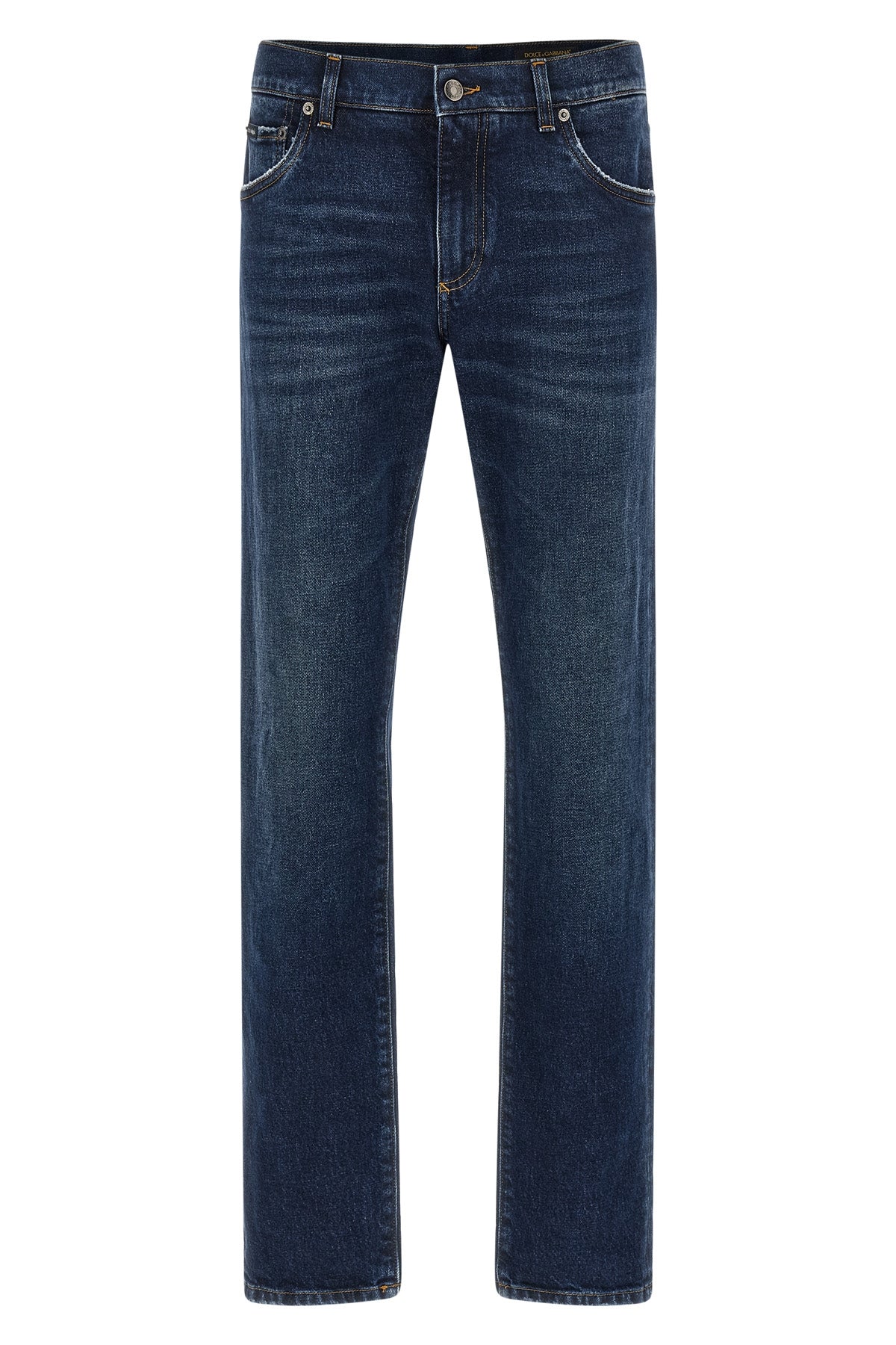 used-effect stonewashed cotton denim jeans