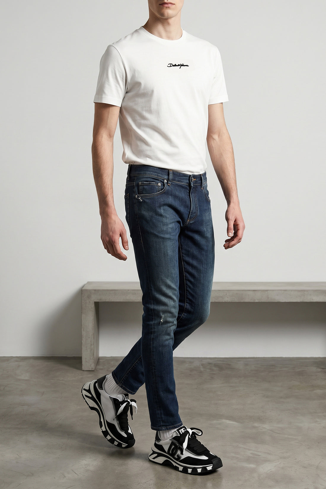 DOLCE &amp; GABBANA 54 used-effect stone washed cotton denim jeans