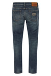 used-effect stone washed cotton denim jeans