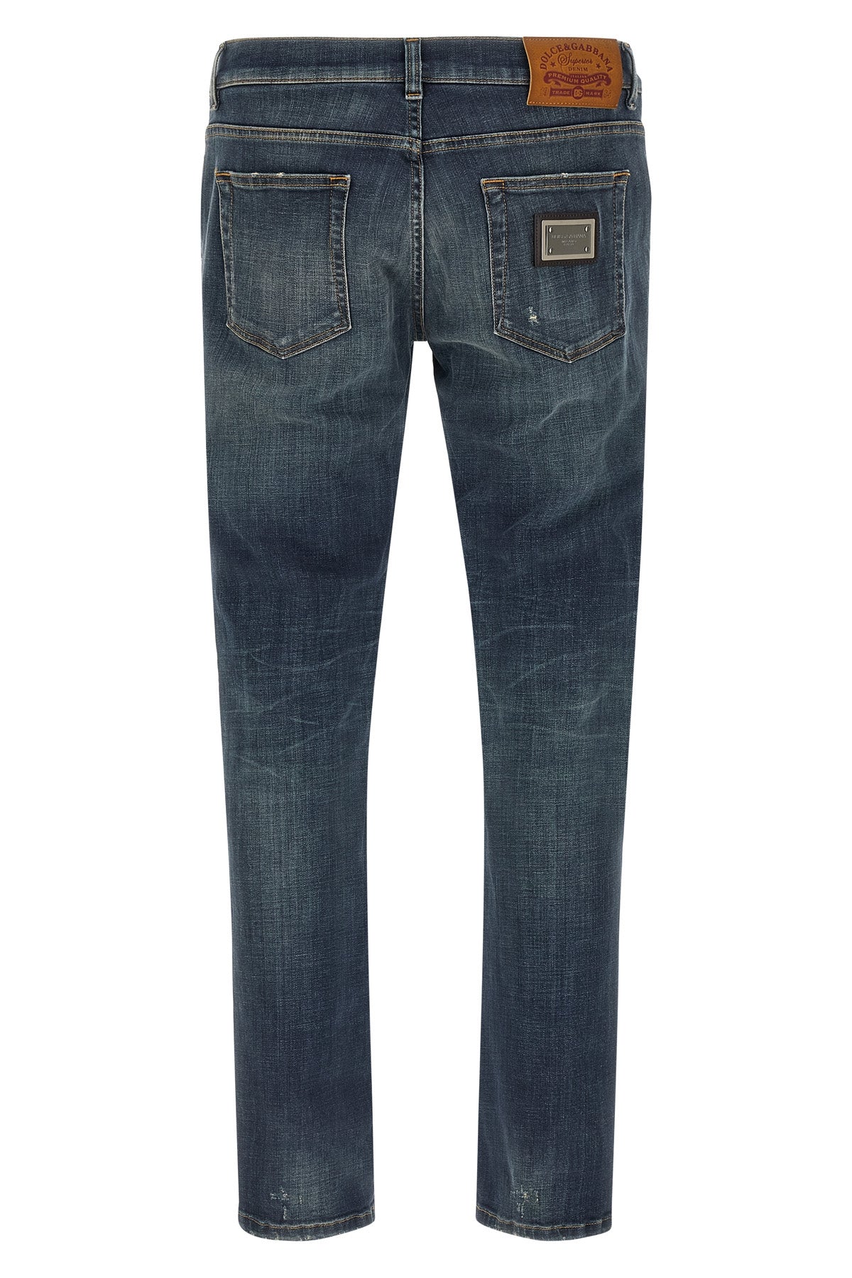 used-effect stone washed cotton denim jeans