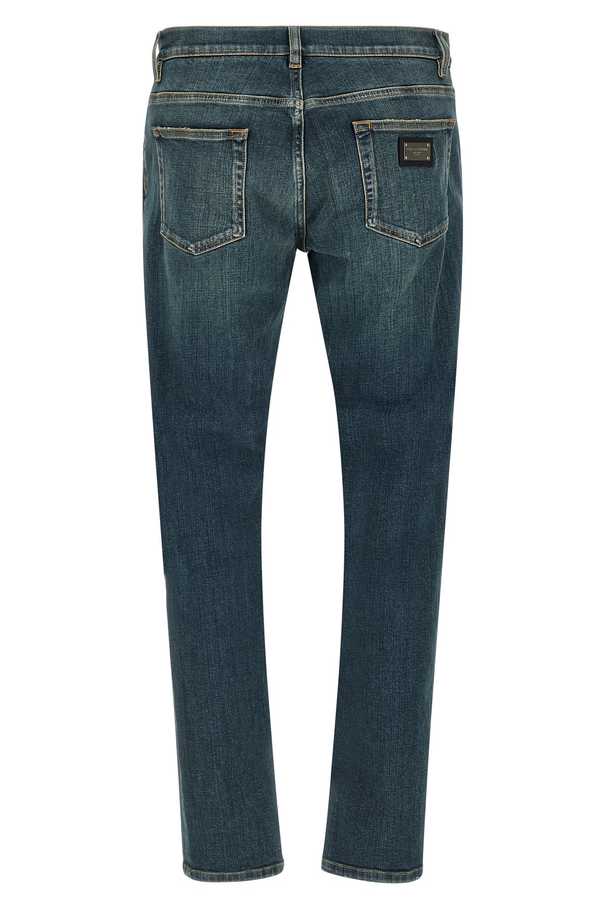 essential used-effect stone washed stretch cotton denim jeans