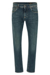 essential used-effect stone washed stretch cotton denim jeans
