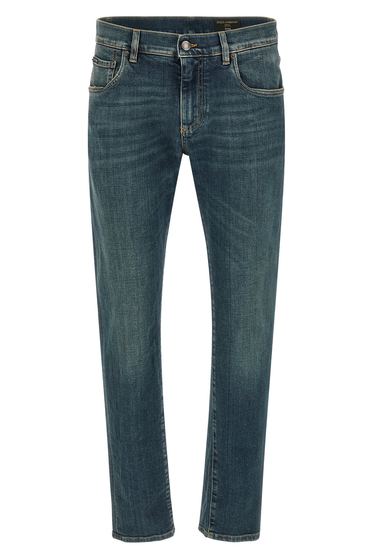 essential used-effect stone washed stretch cotton denim jeans