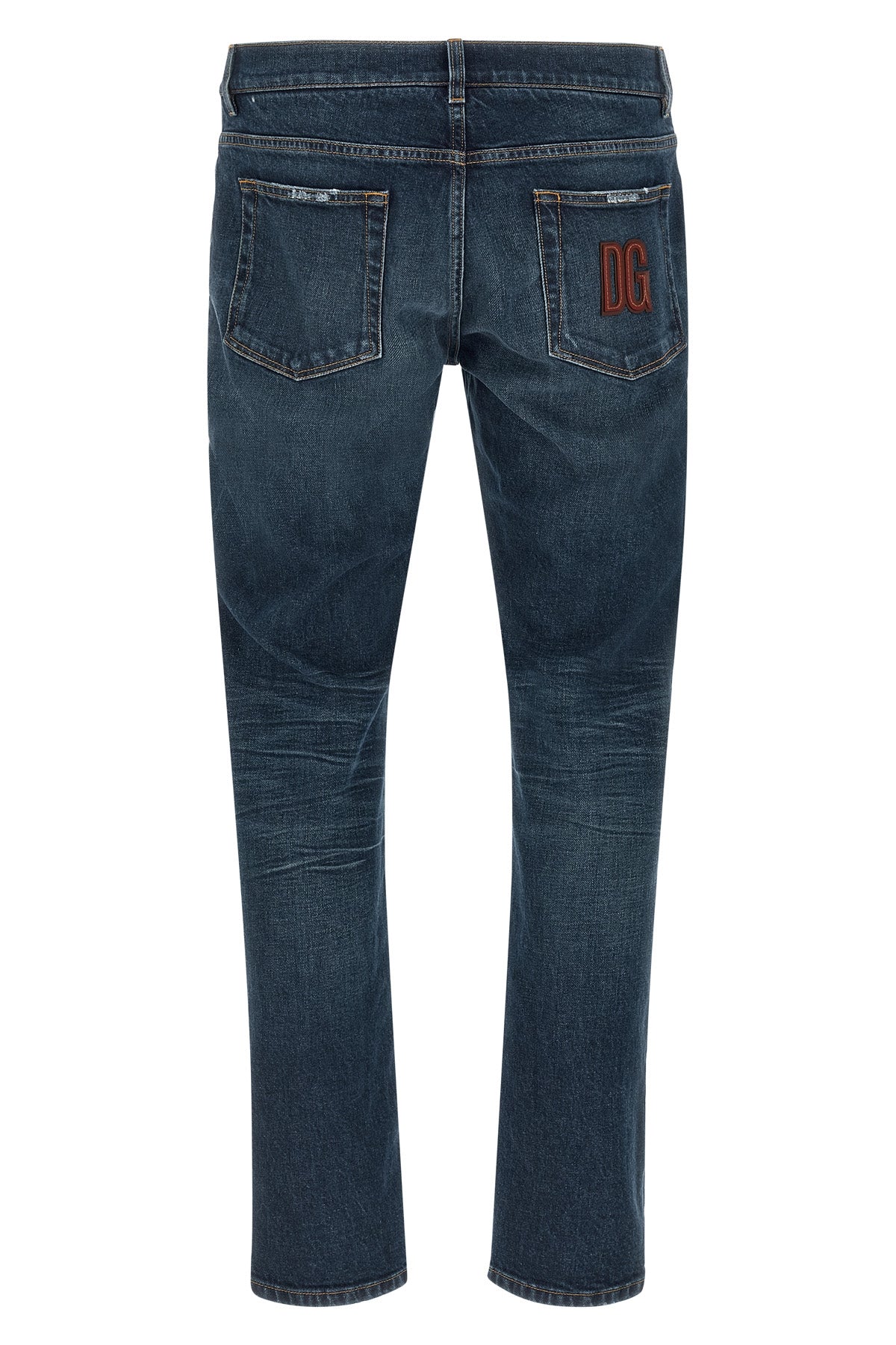 used-effect stone washed cotton denim jeans