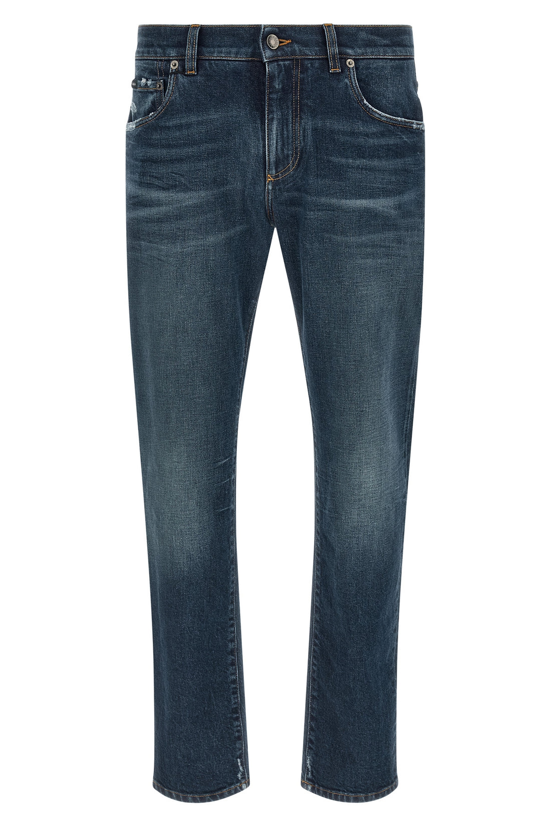 DOLCE &amp; GABBANA 52 used-effect stone washed cotton denim jeans