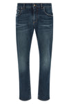 used-effect stone washed cotton denim jeans