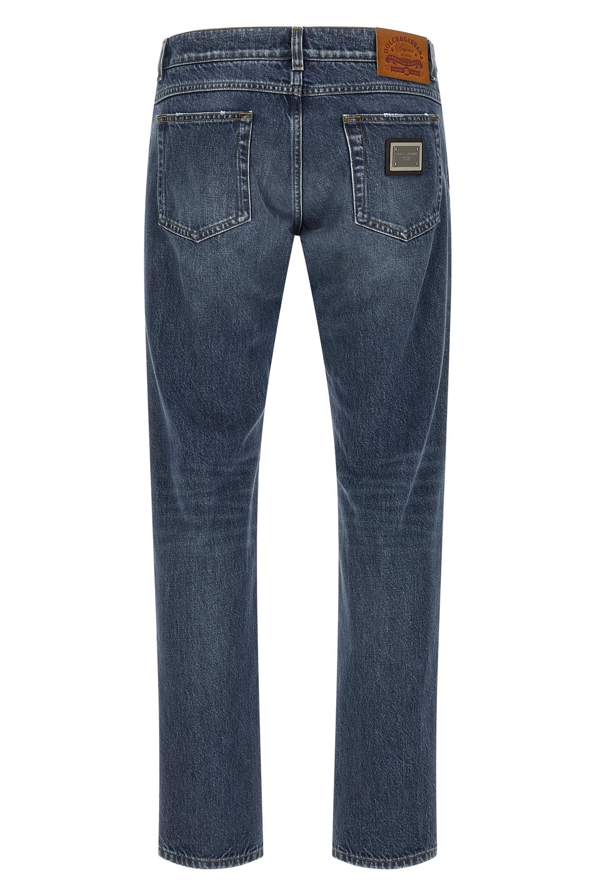 used-effect stone washed cotton denim jeans