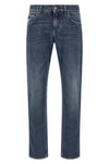 used-effect stone washed cotton denim jeans
