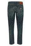 used-effect stone washed cotton denim jeans