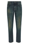 used-effect stone washed cotton denim jeans