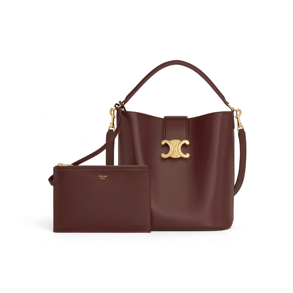 Louise Medium Leather Bucket Bag