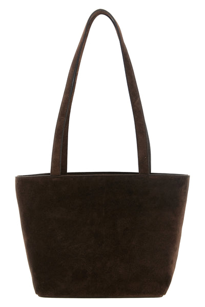 the row parker tote bag embodies the essence of quiet luxury through a trapezo