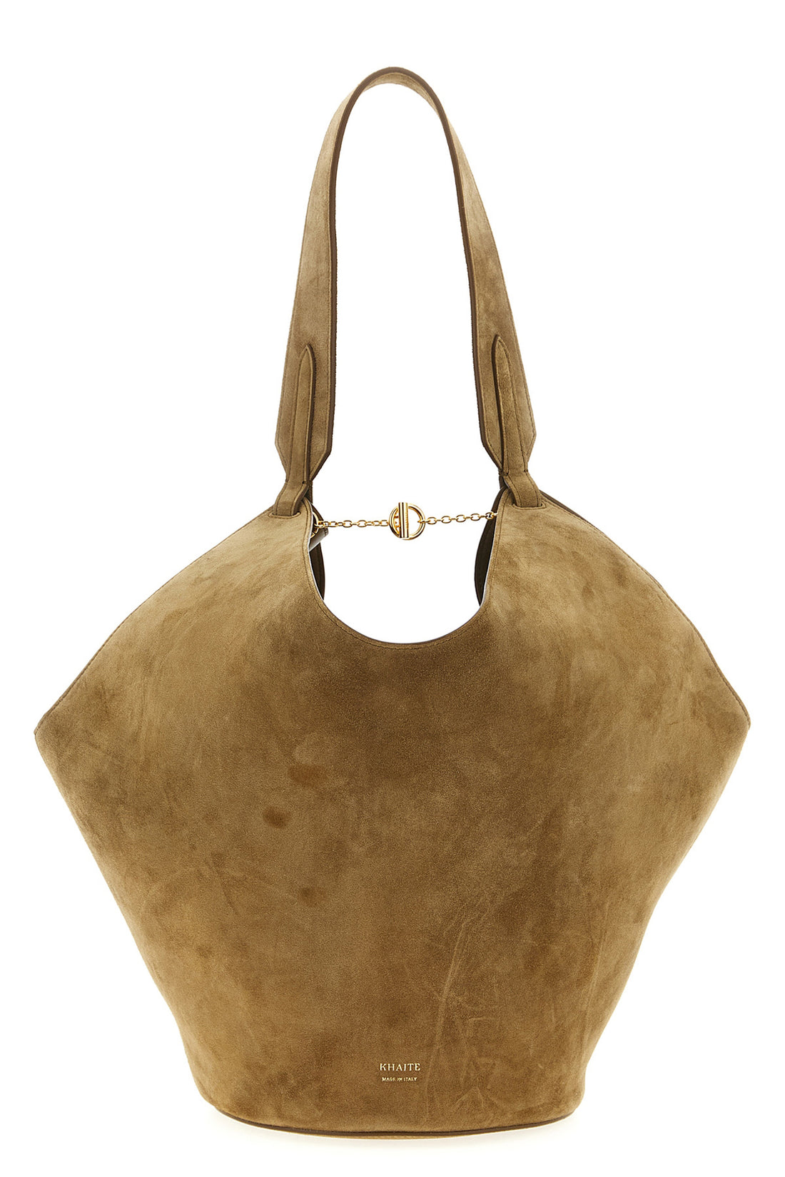 KHAITE OS lotus small suede shopping bag