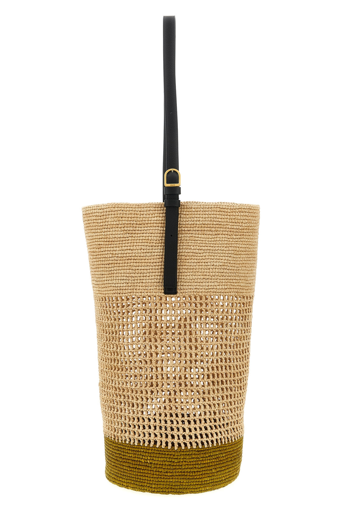 KHAITE OS billie large bucket bag in finely woven natural raffia