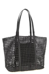 hand-woven leather getaway shopping bag