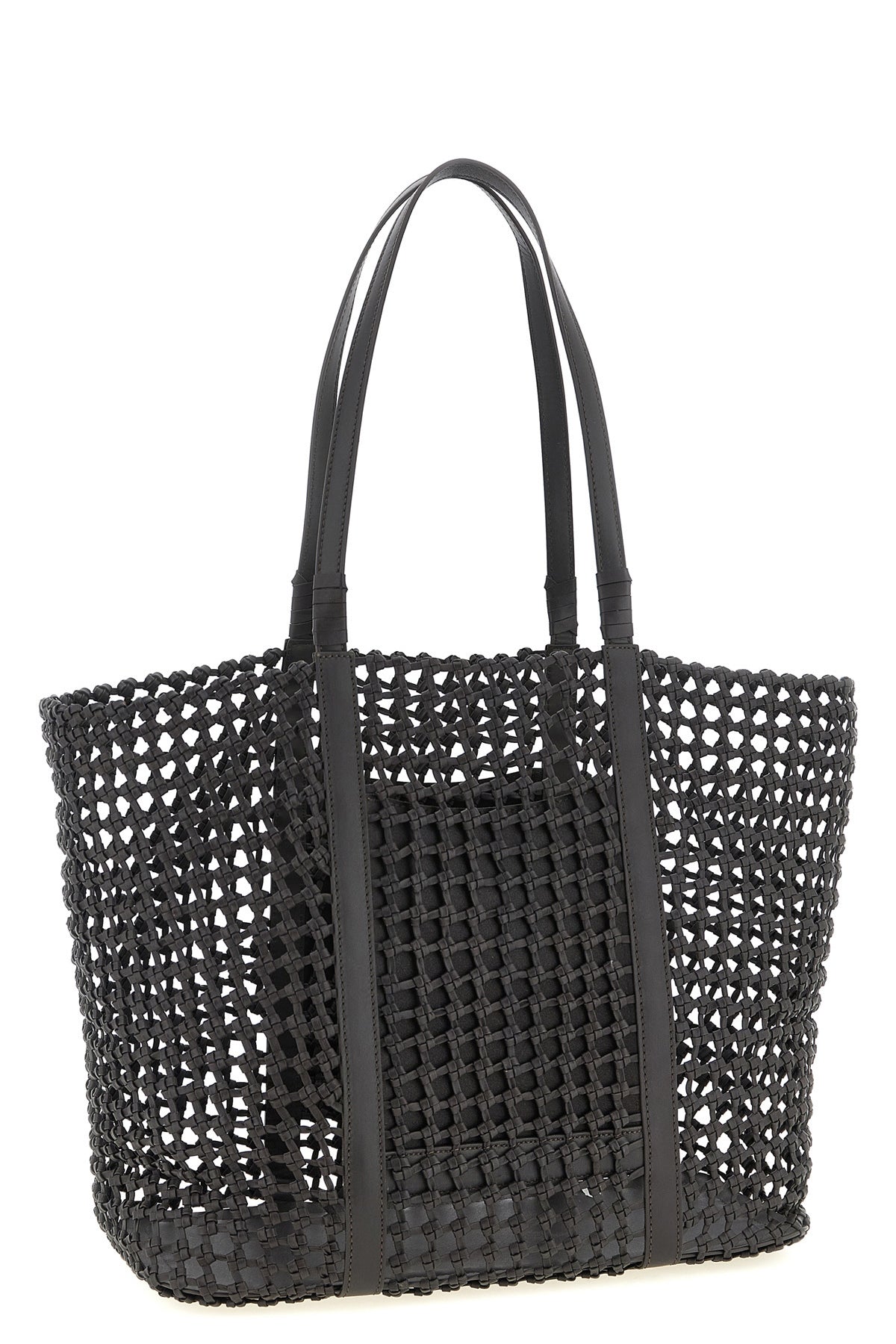 hand-woven leather getaway shopping bag