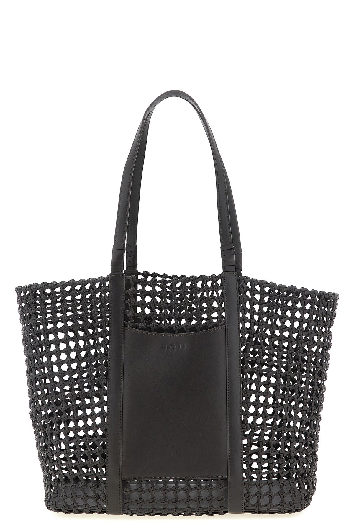 hand-woven leather getaway shopping bag