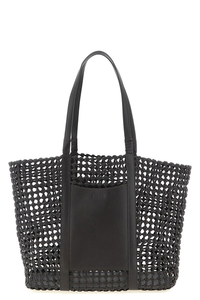 hand-woven leather getaway shopping bag