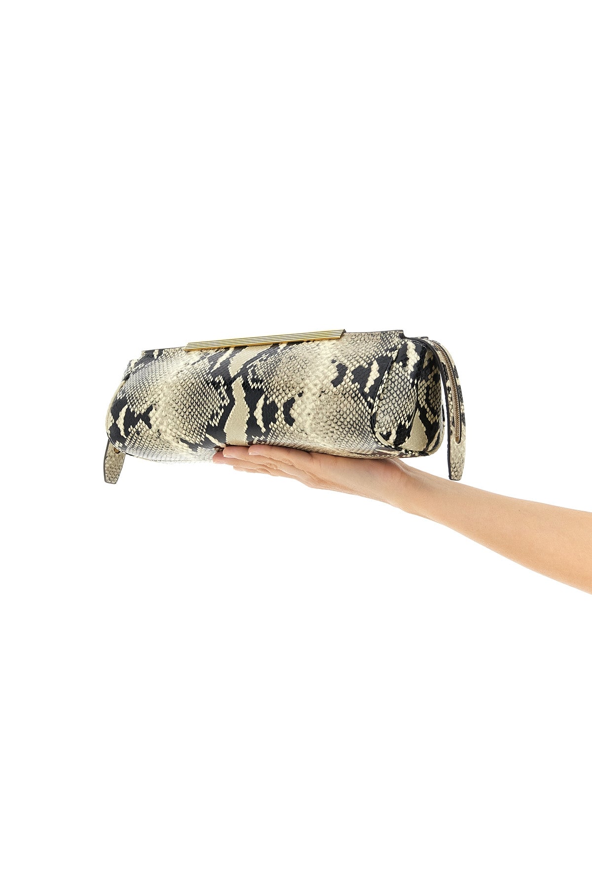 donna evening clutch bag in python print leather