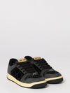 screener sneakers in leather and velvet with gg rhinestone monogram