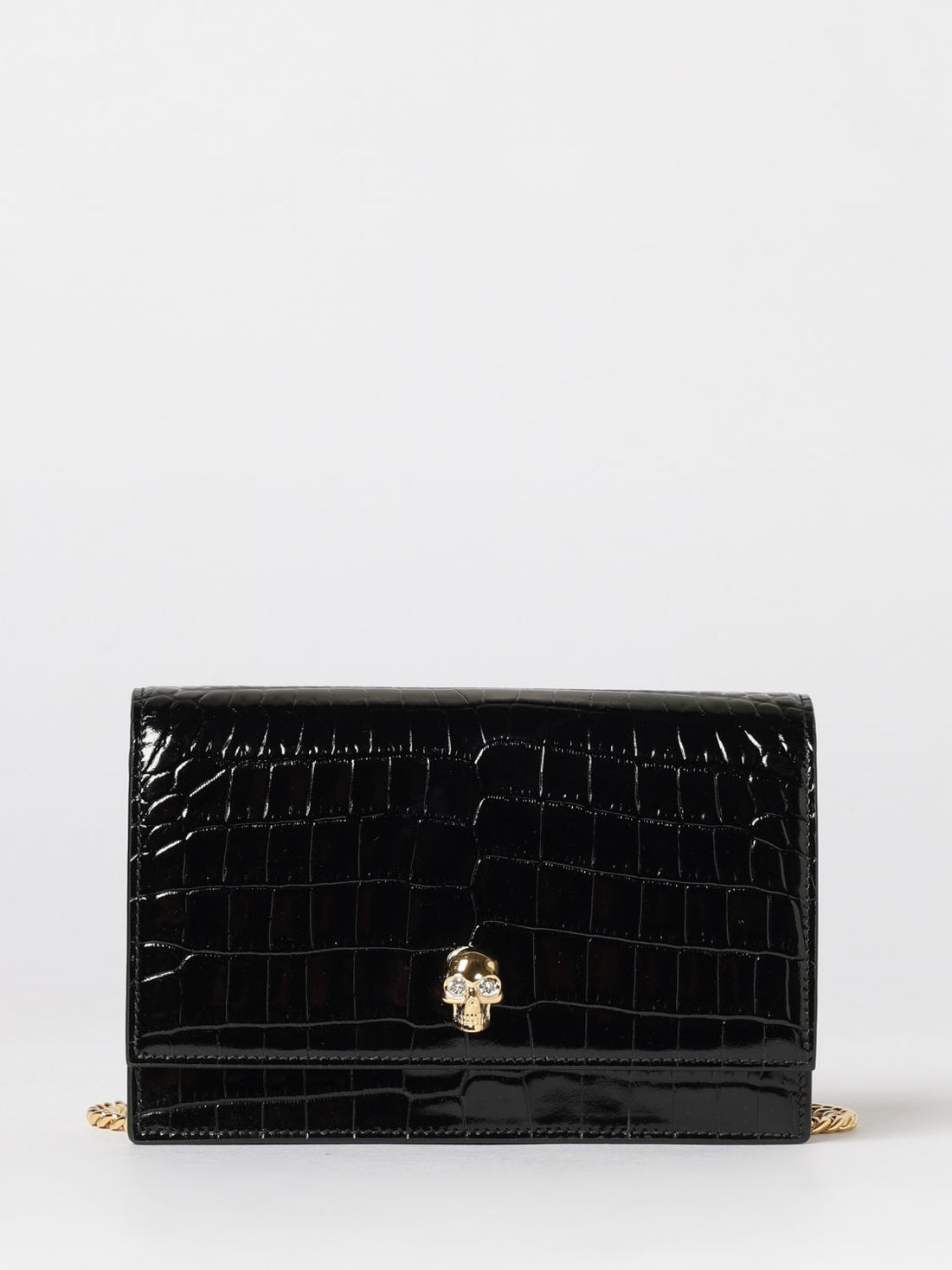 MCQUEEN OS crocodile print leather bag