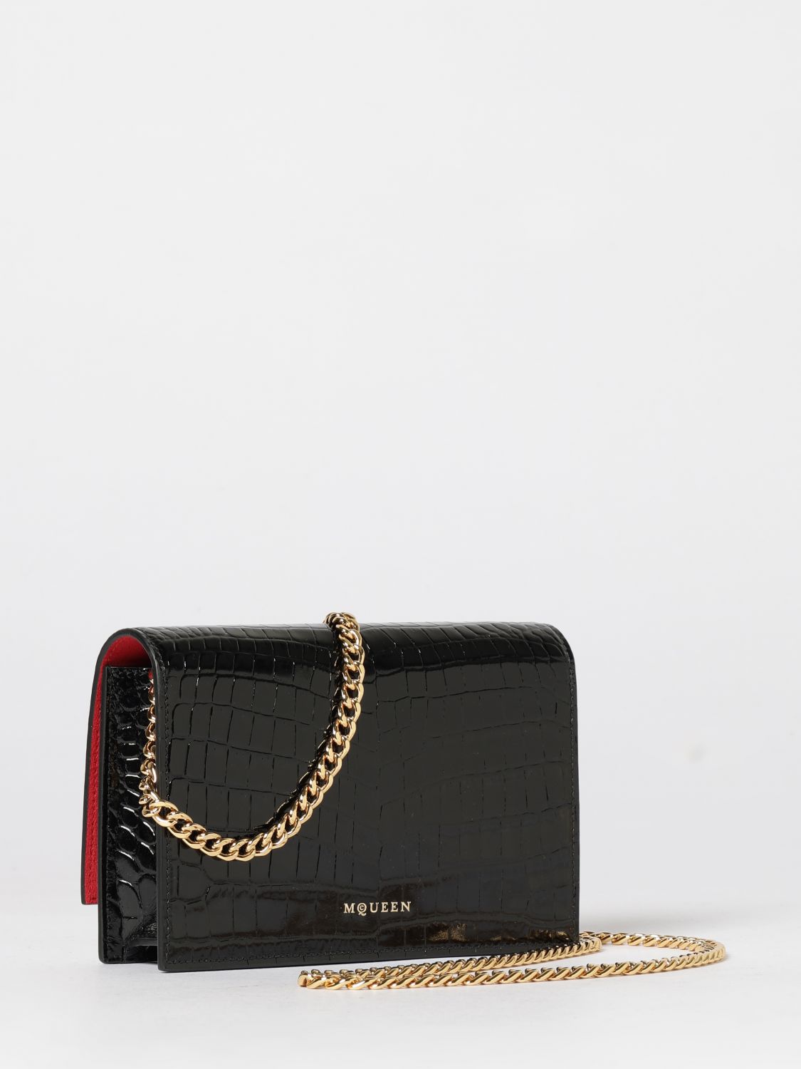 crocodile print leather bag