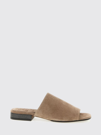 suede slippers with jewel heel