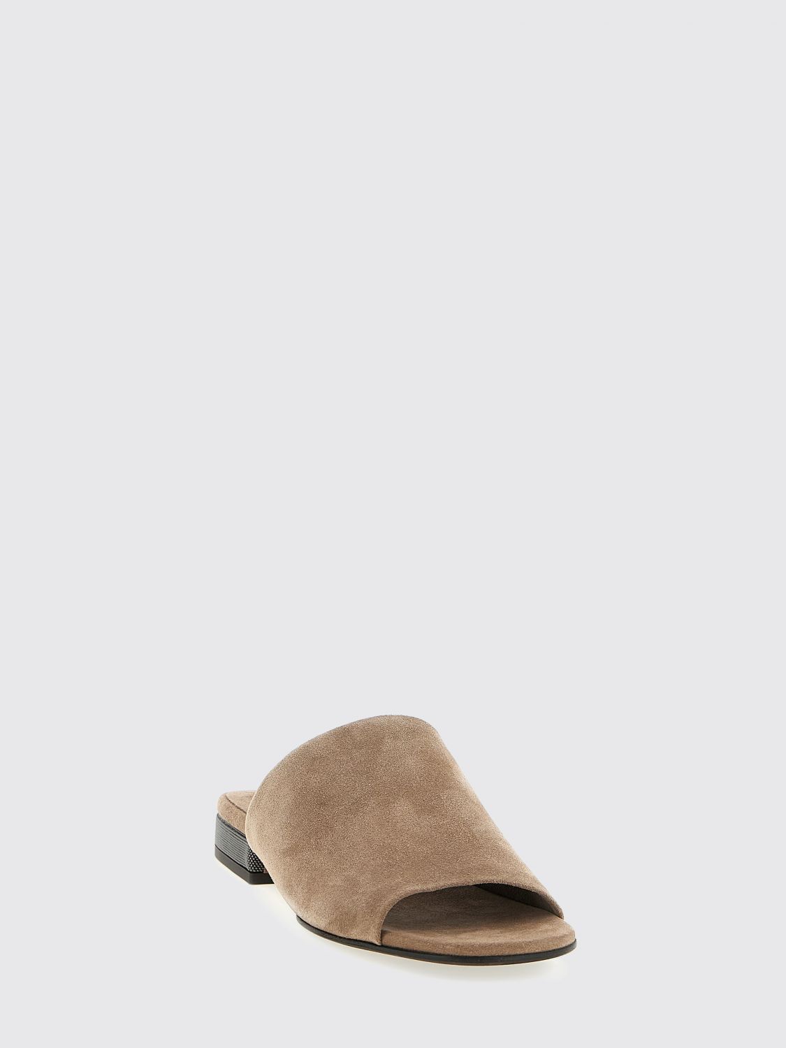 suede slippers with jewel heel
