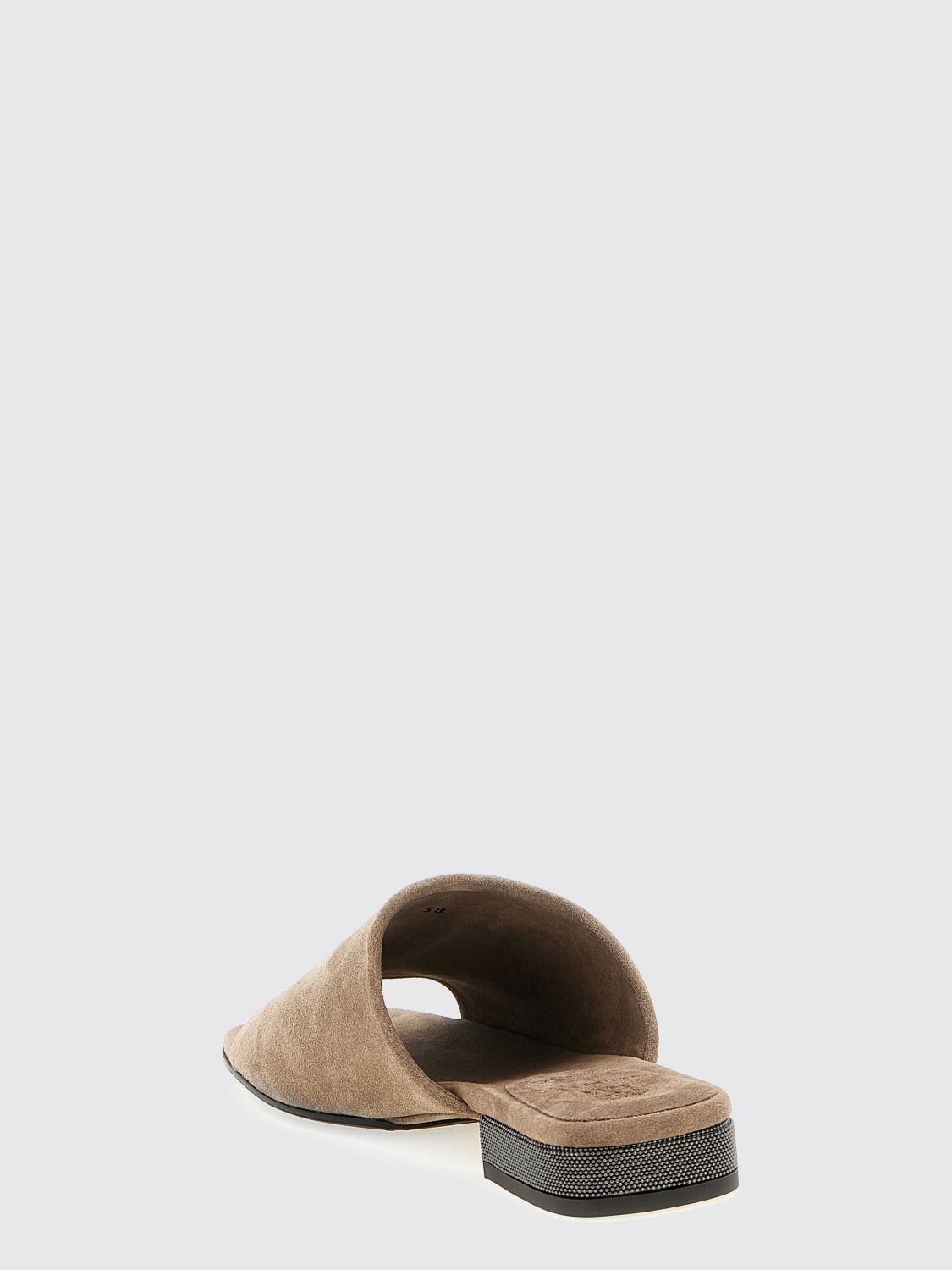 suede slippers with jewel heel