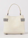 suede handbag with monile detail