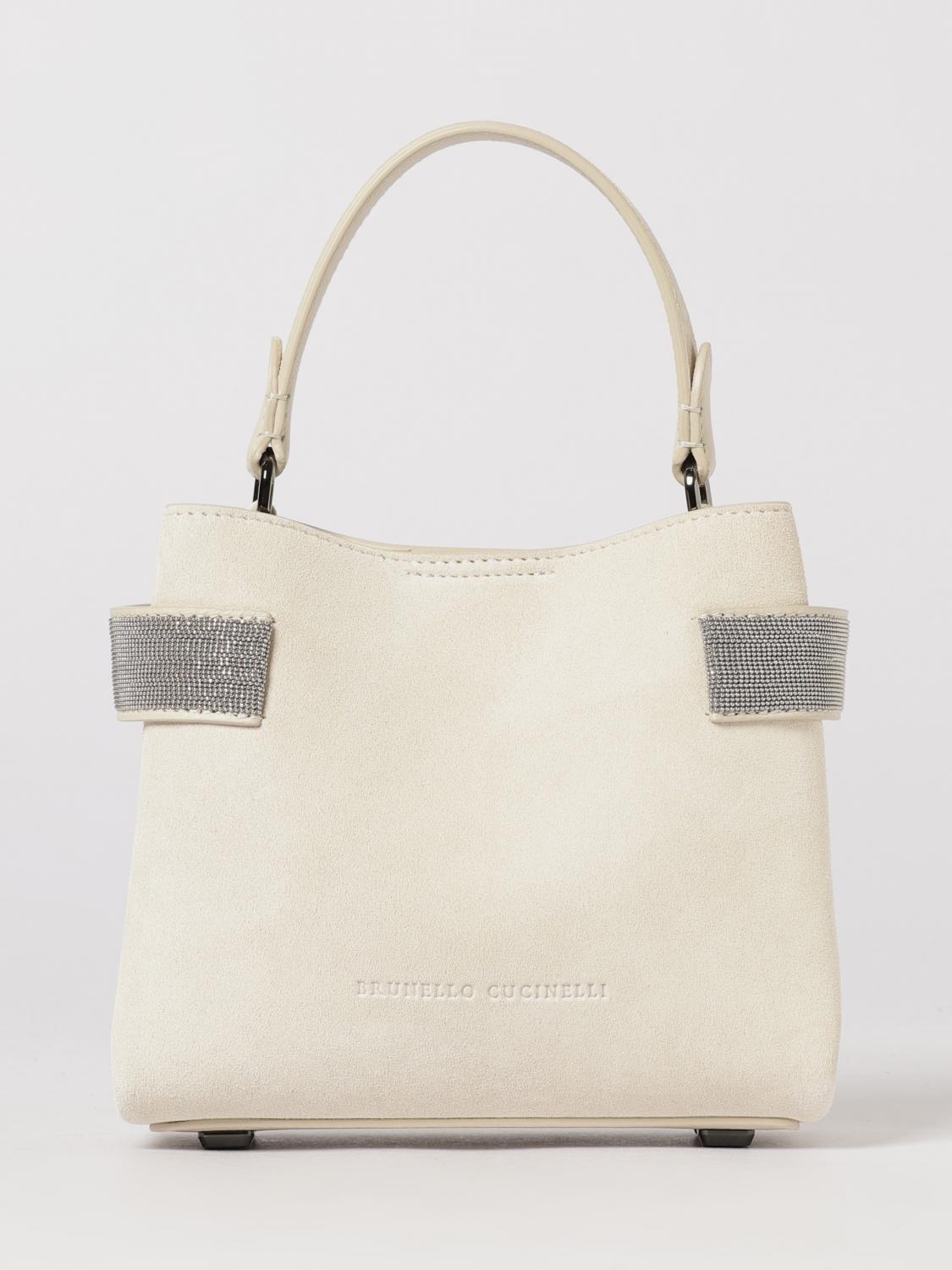 suede handbag with monile detail