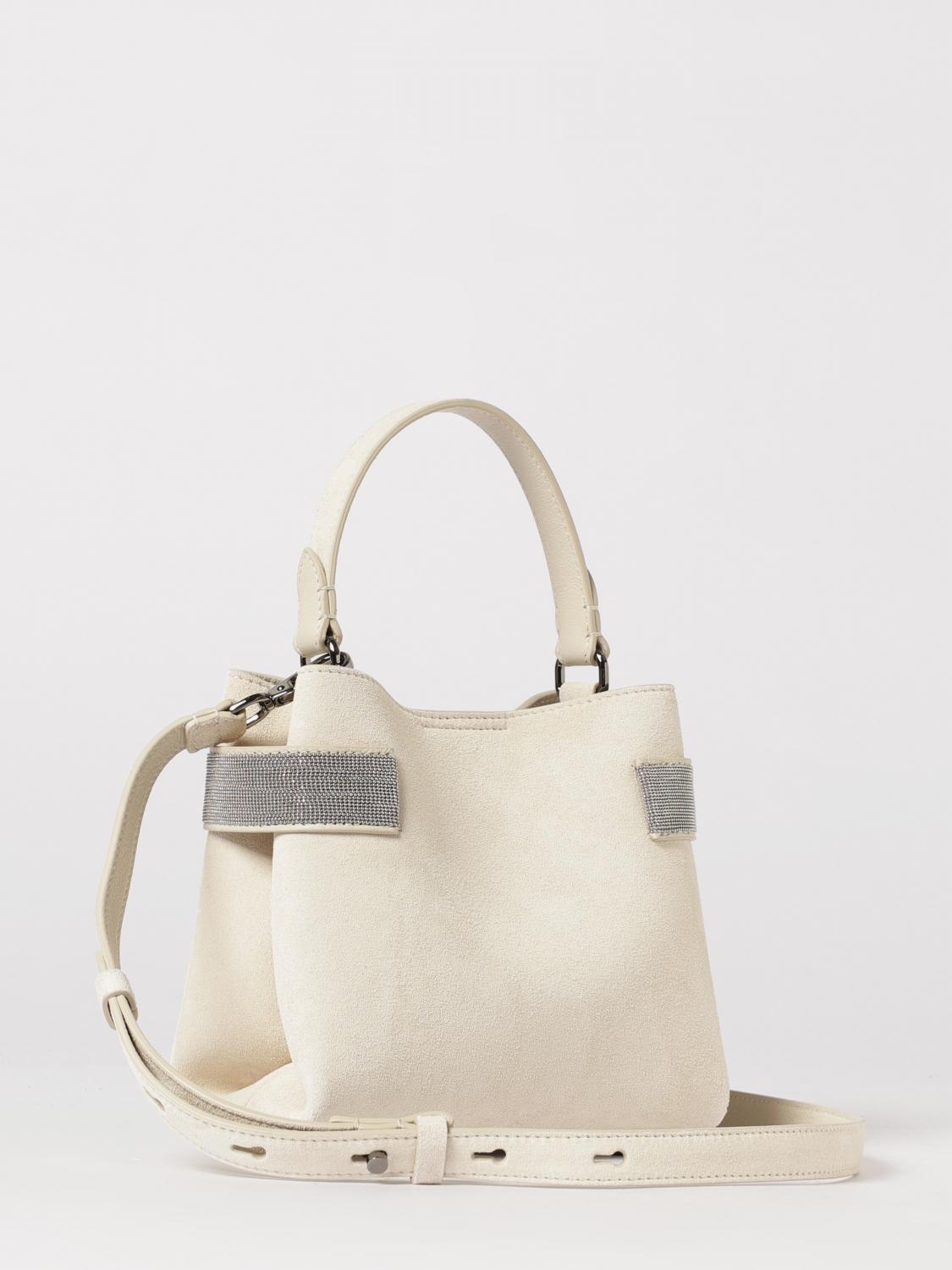 suede handbag with monile detail