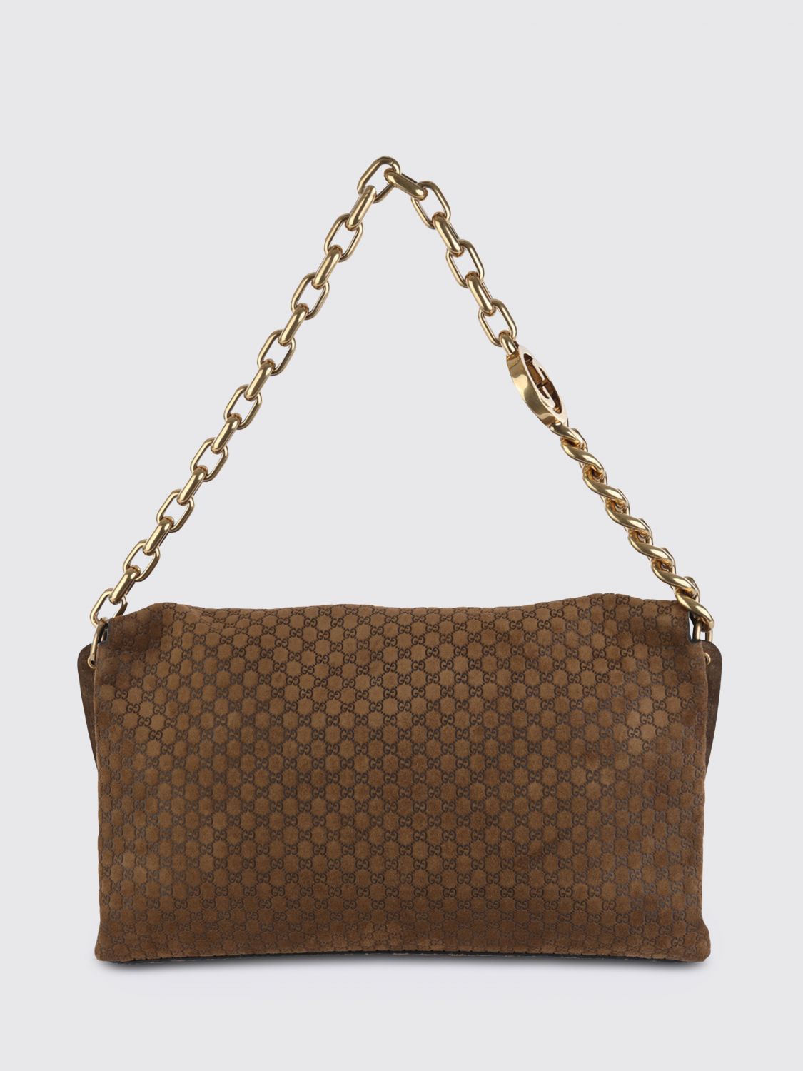 interlocking g suede bag with embossed gg monogram