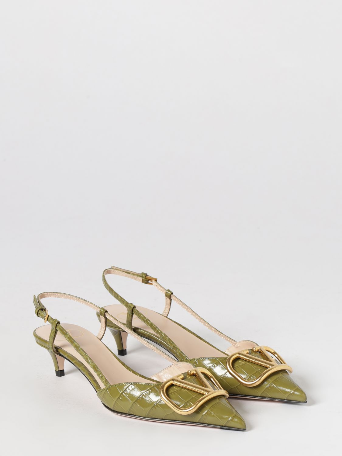 vlogo signature slingback in croc print leather