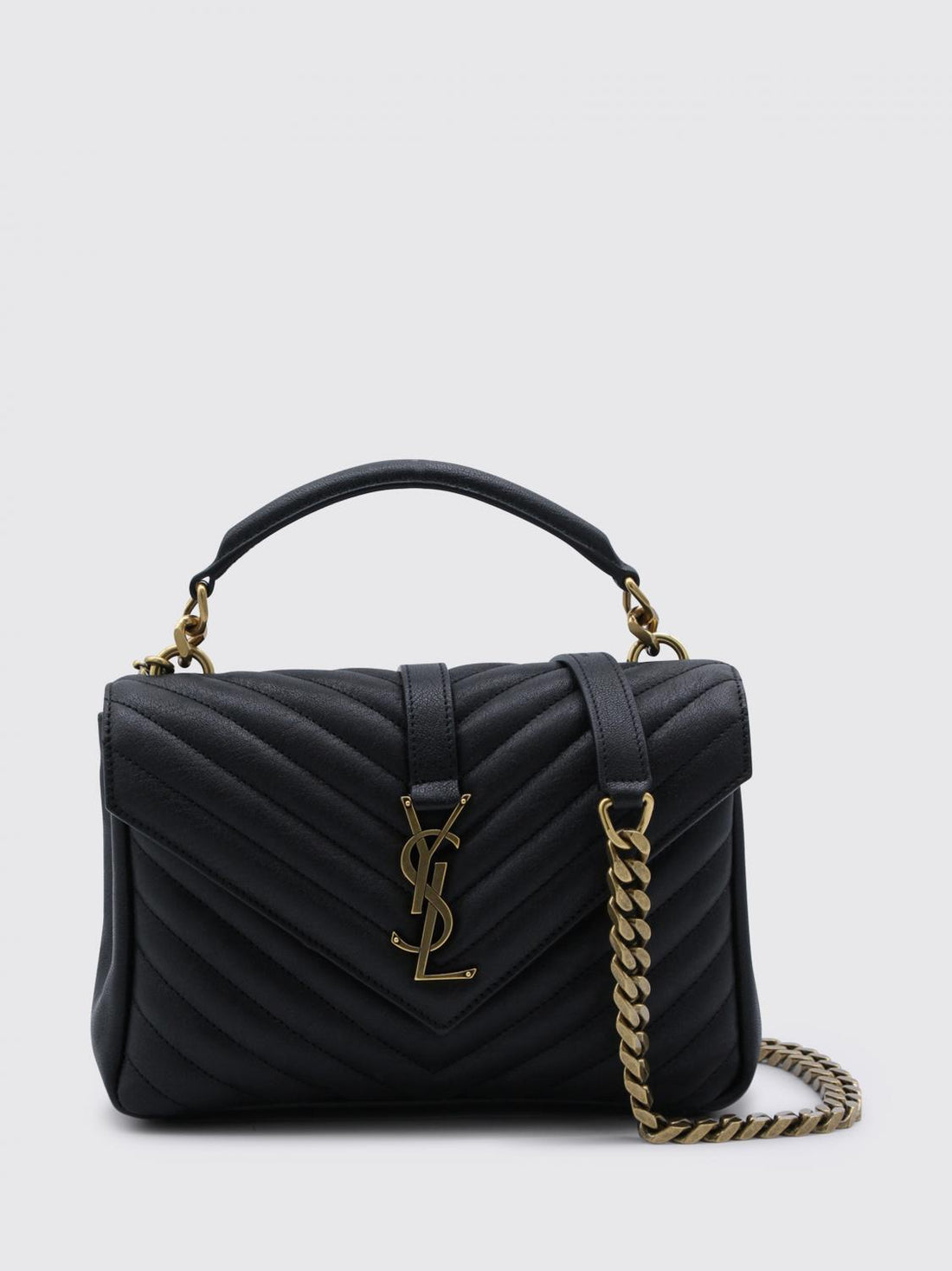 SAINT LAURENT OS college chevron quilted leather bag