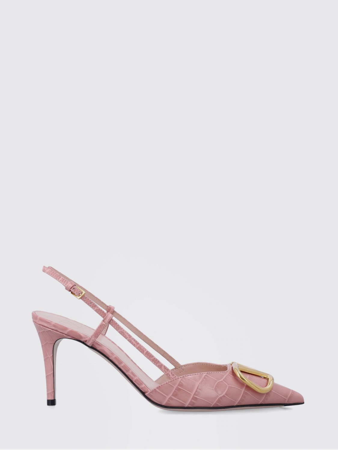 vlogo signature crocodile print leather slingback pumps