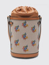 vlogo signature canvas bucket bag with jacquard flowers and leather