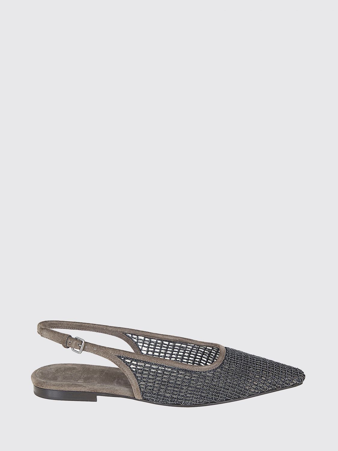 mesh net and suede slingback ballerinas with monili