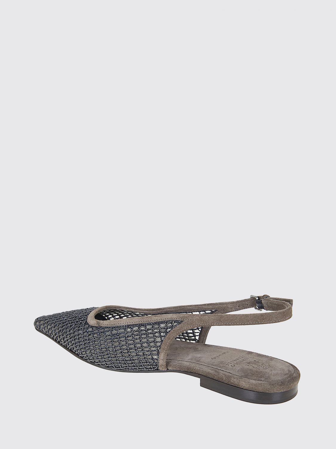 mesh net and suede slingback ballerinas with monili