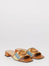 vlogo signature striped raffia and leather mules