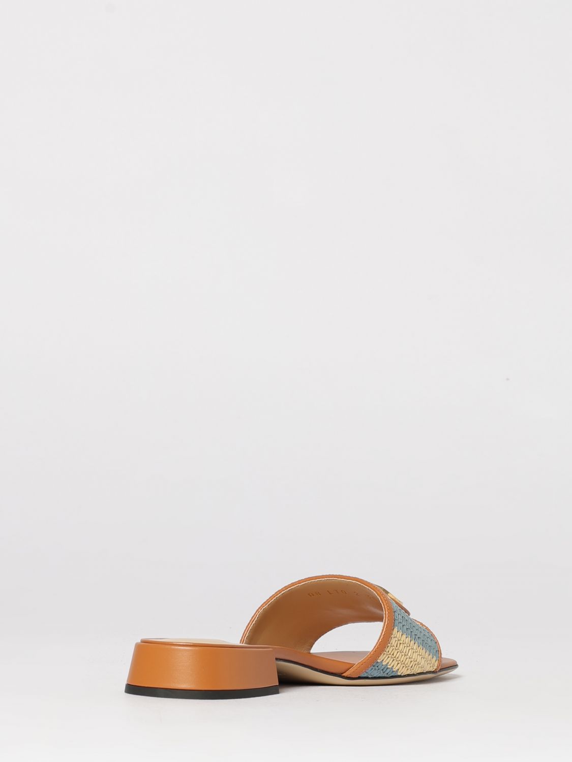 vlogo signature striped raffia and leather mules