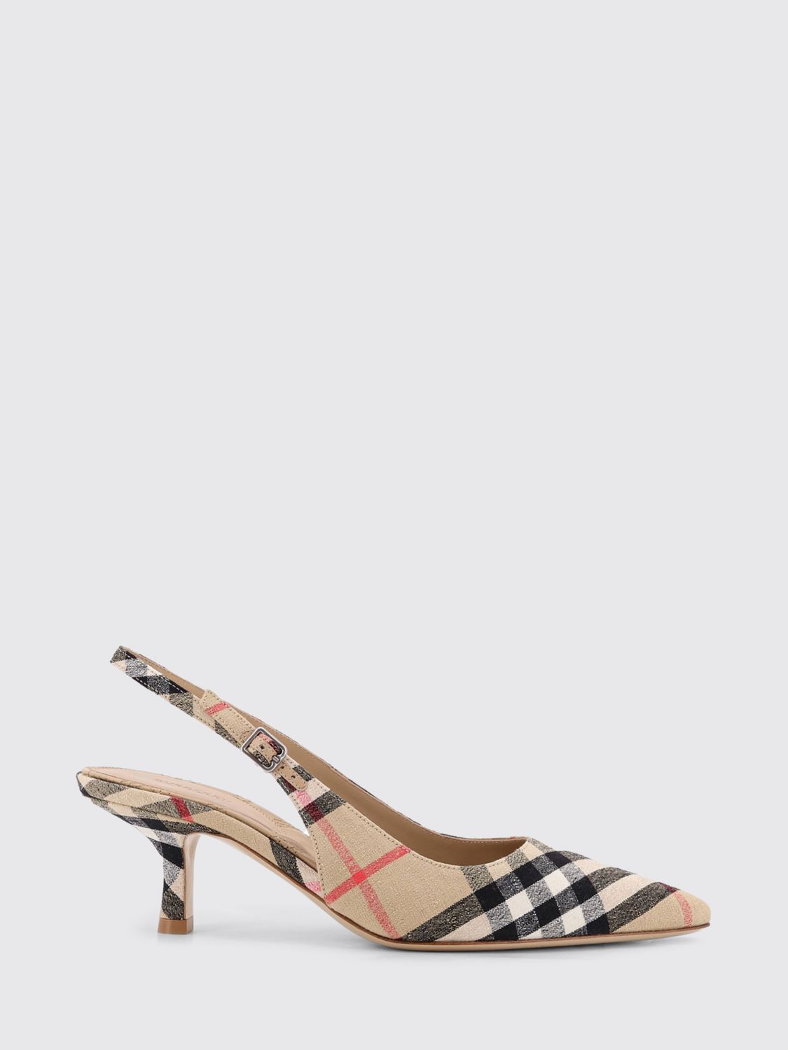 dame vintage check print canvas slingbacks