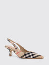 dame vintage check print canvas slingbacks