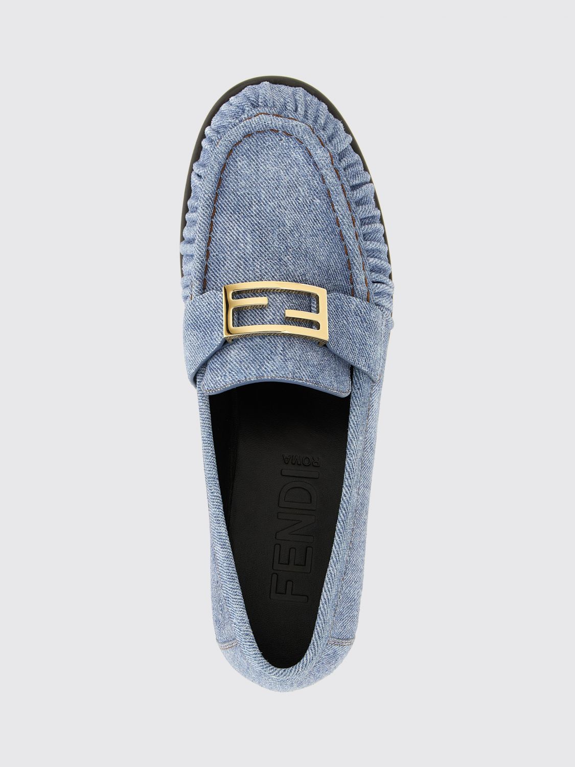 baguette cotton denim loafers