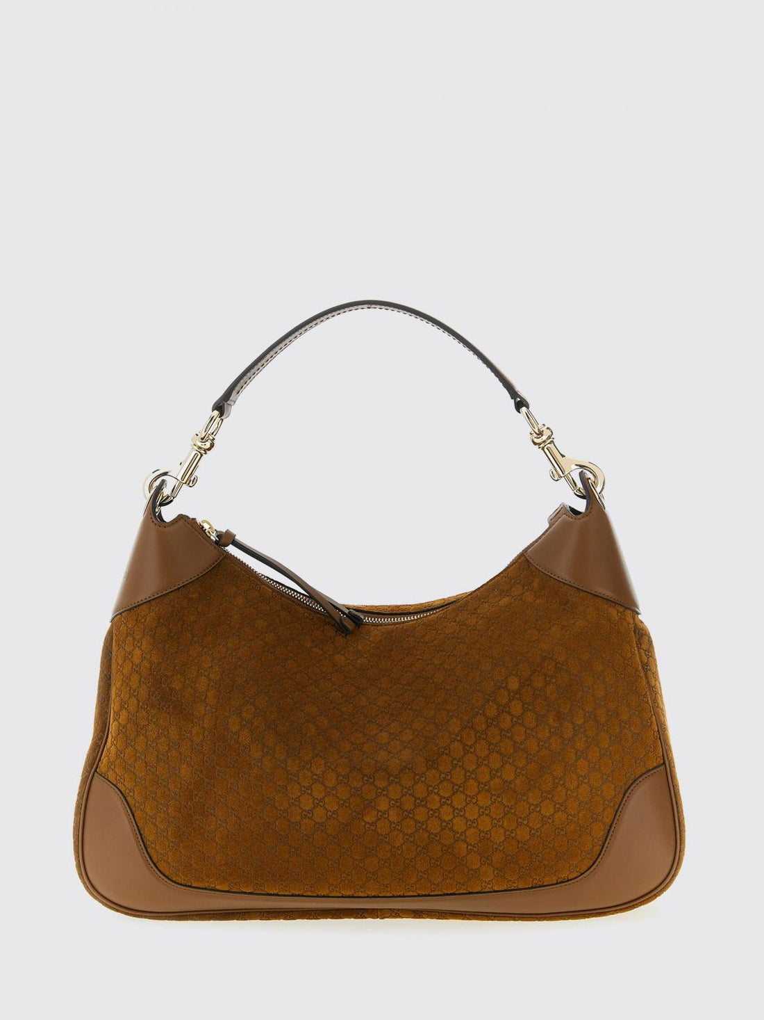 GUCCI OS suede hobo bag with embossed gg monogram
