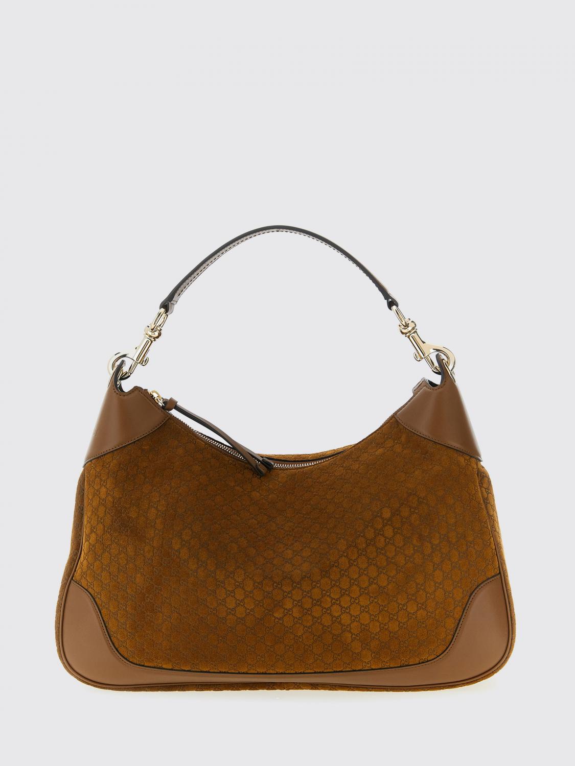 suede hobo bag with embossed gg monogram