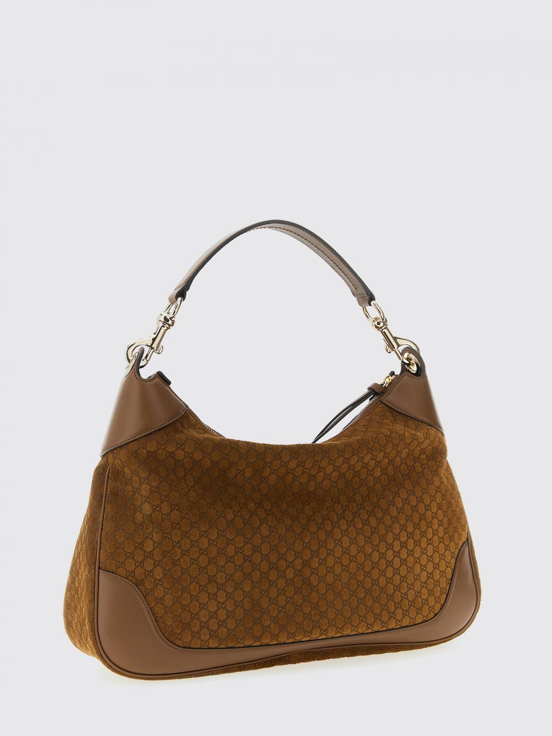 suede hobo bag with embossed gg monogram
