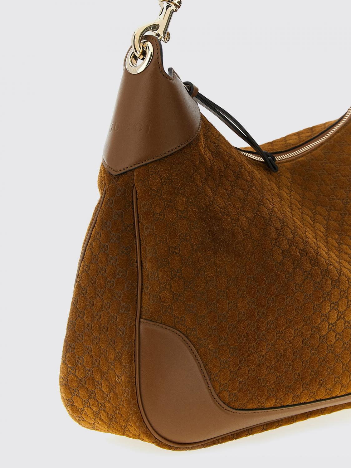 suede hobo bag with embossed gg monogram